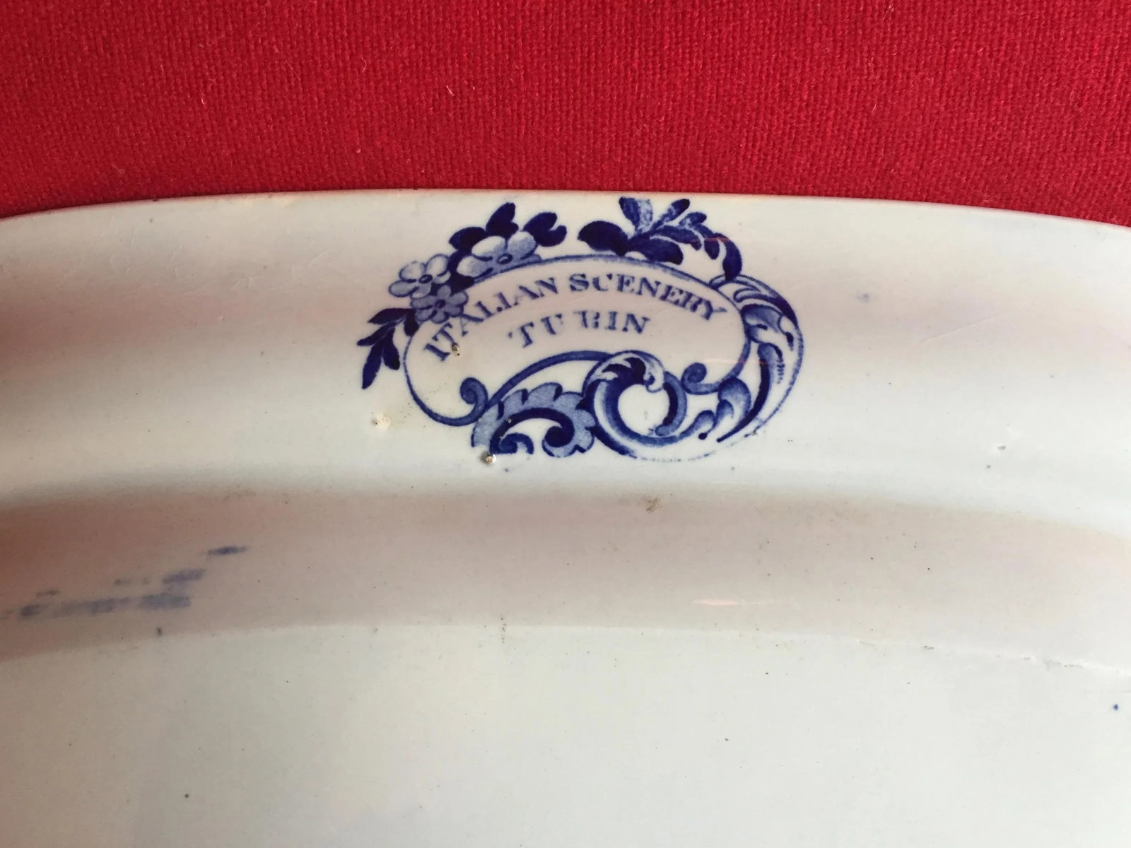 Very Large Antique 19th Century Staffordshire Blue & White Enoch Wood Transferware Turkey Platter "I - 9