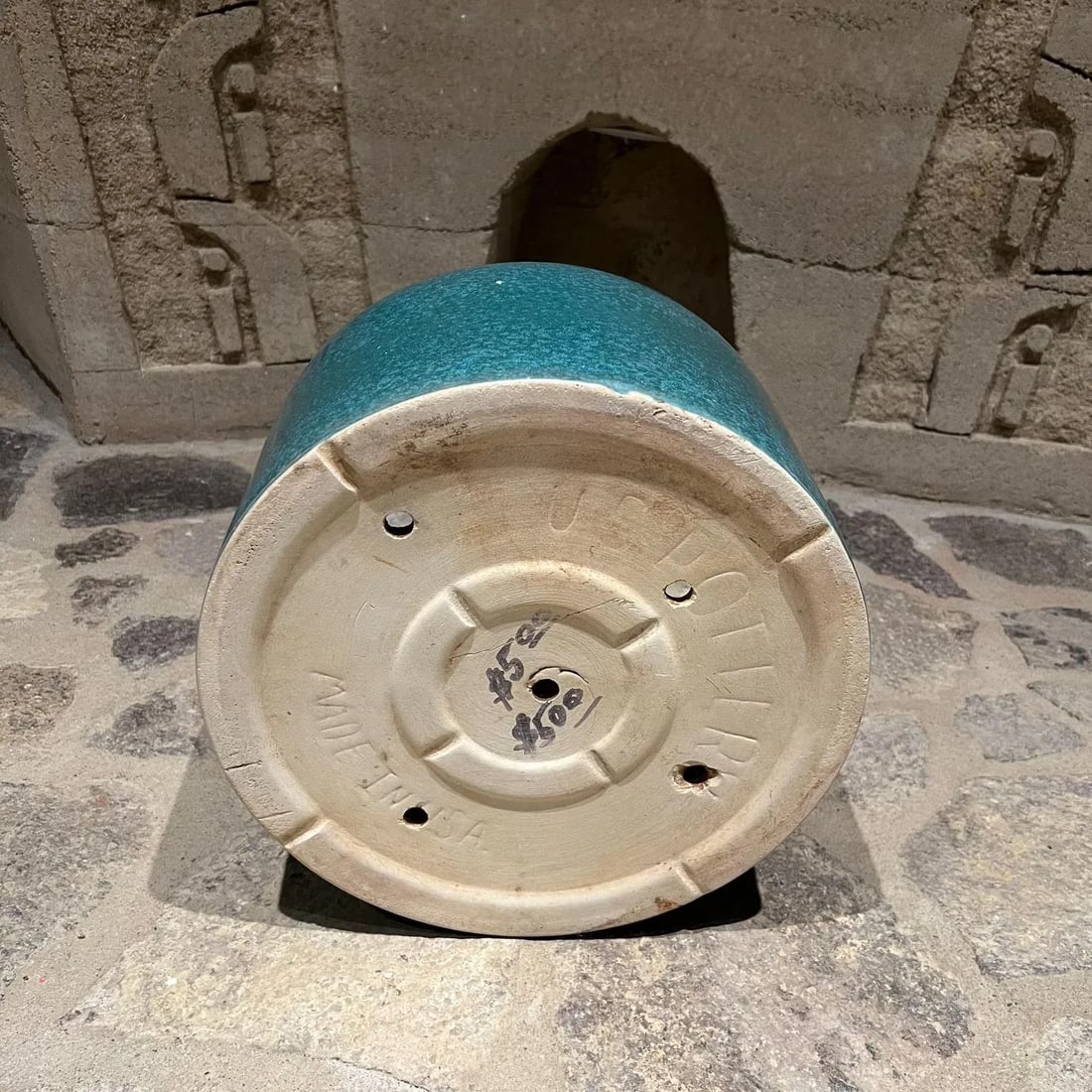 1960s Art Pottery Turquoise Architectural Planter California - 4