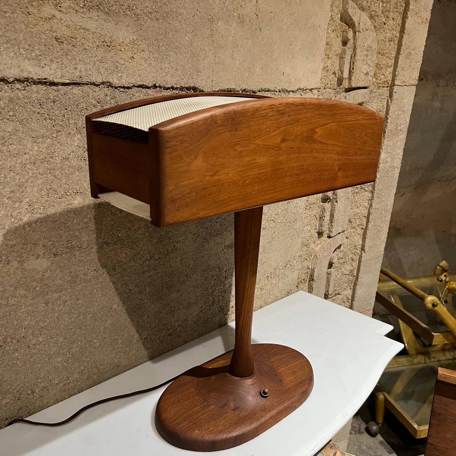 1960s Mid-Century Modern Walnut Desk Lamp With Organic Design - 2