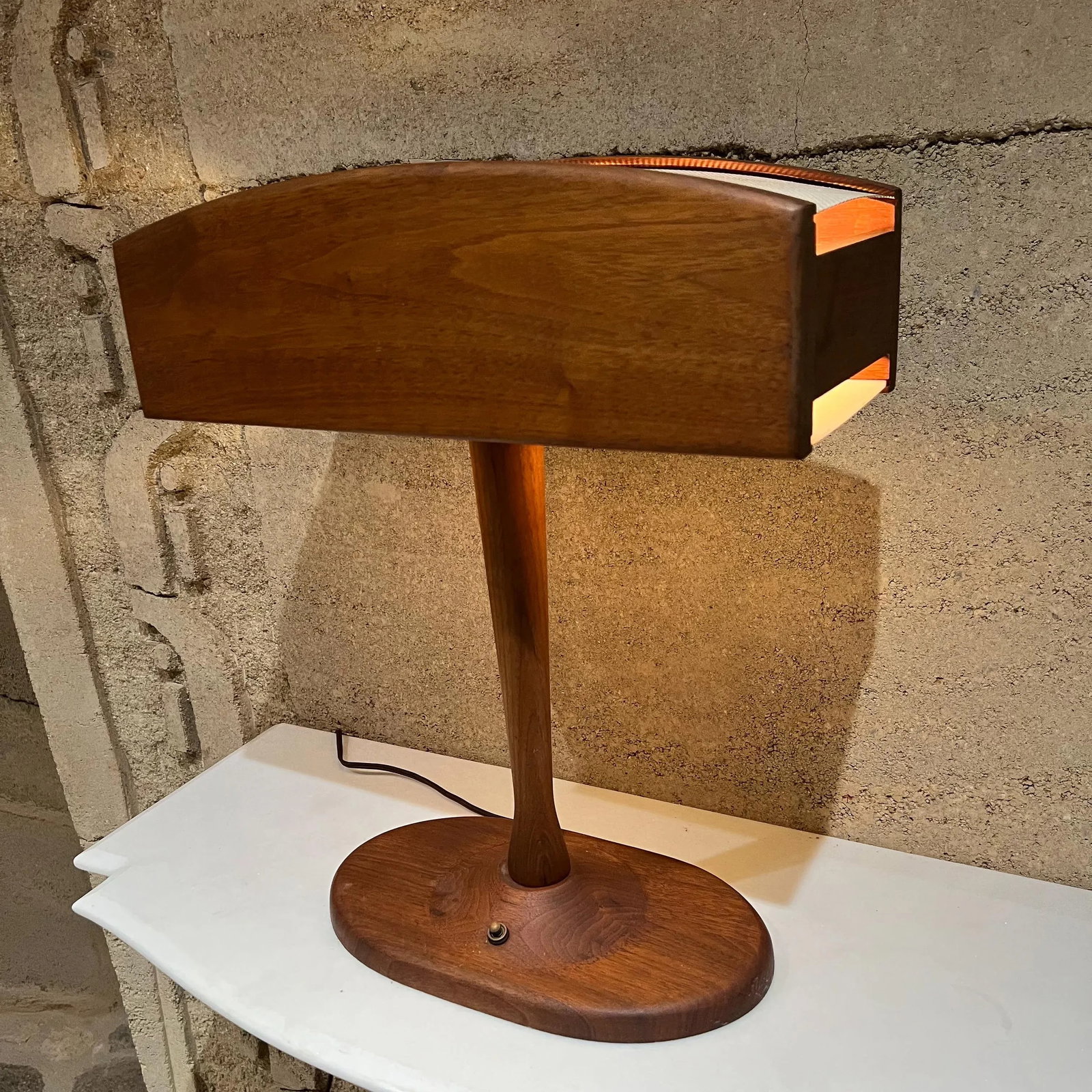1960s Mid-Century Modern Walnut Desk Lamp With Organic Design - 8