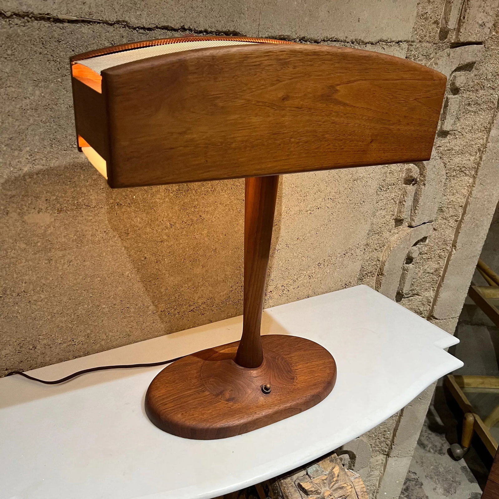1960s Mid-Century Modern Walnut Desk Lamp With Organic Design - 9