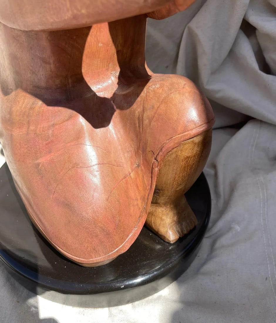 Vintage Hand Carved Asian/Indonesian Wood Figure Table Lamp - 11