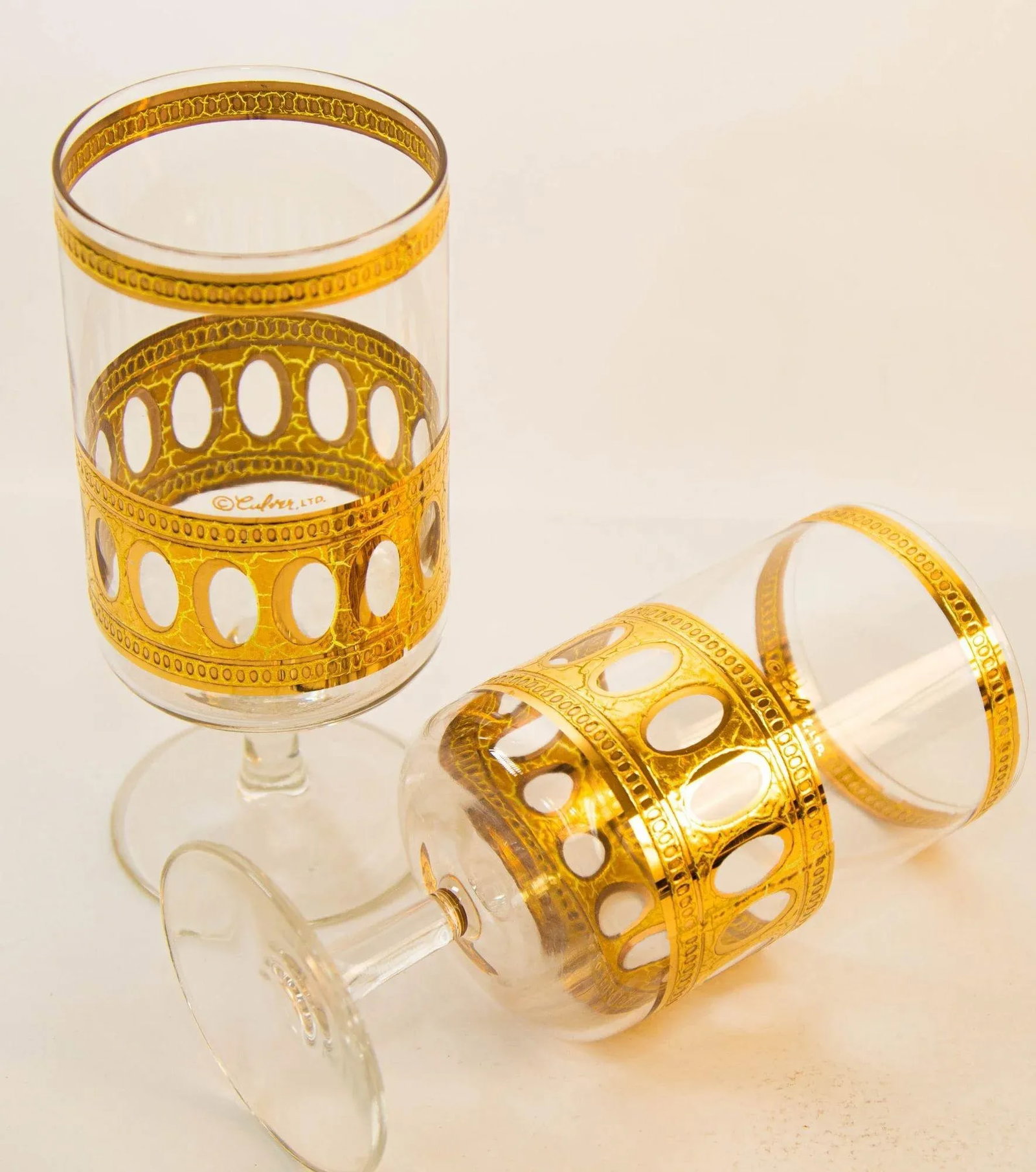 Culver Ltd Antigua Pattern 22 K Gold Barware Glasses Set of 5 Vintage From 1950 - 4