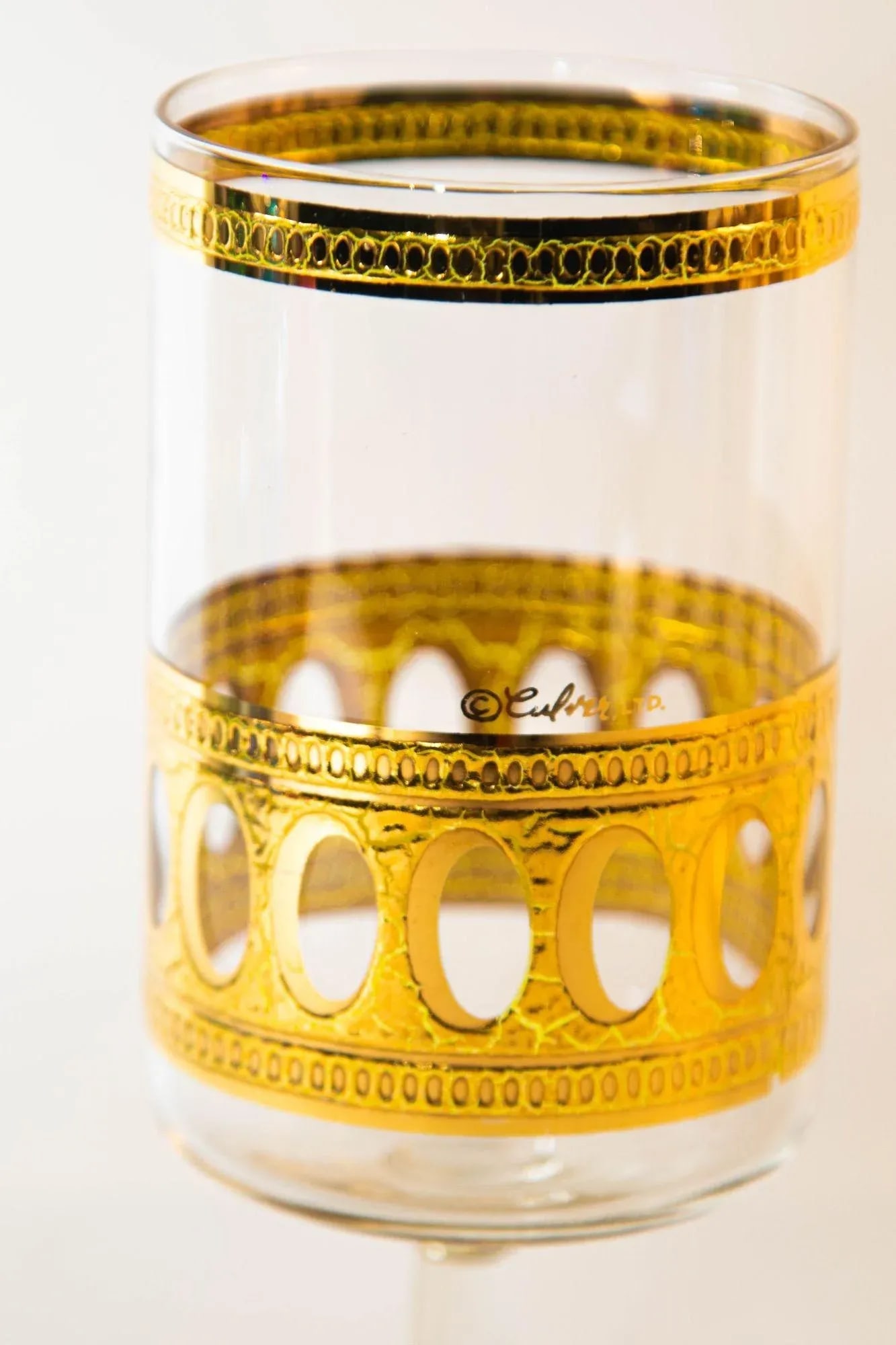 Culver Ltd Antigua Pattern 22 K Gold Barware Glasses Set of 5 Vintage From 1950 - 8