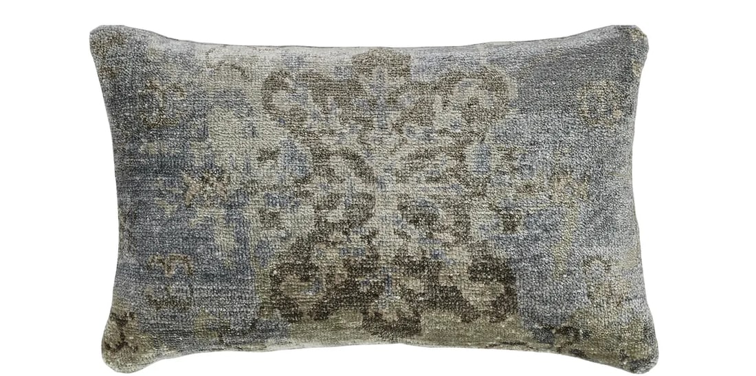 Modern Ocean Blue Medallion Throw Pillow - 3