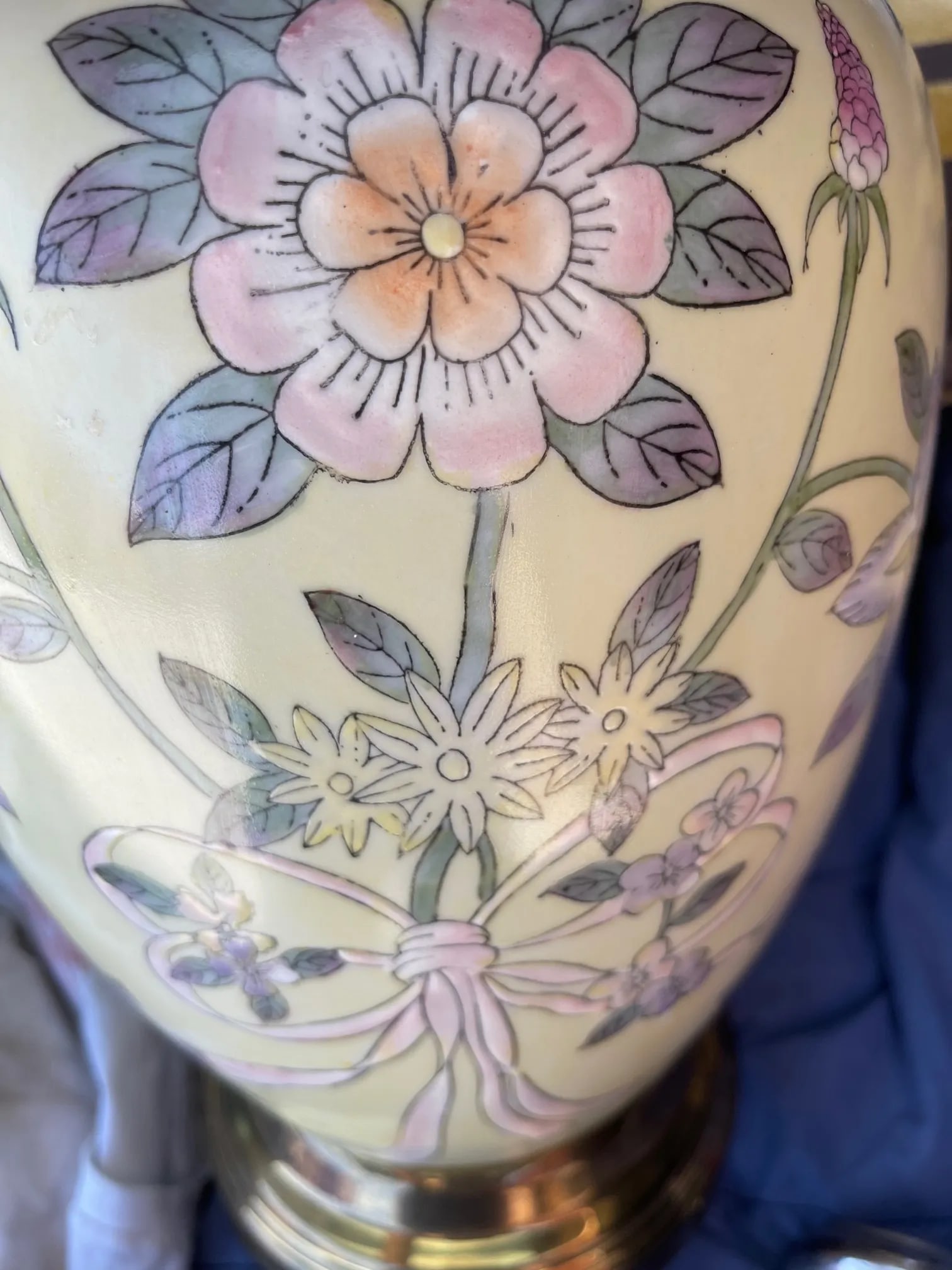 Vintage Floral Pastel Ginger Jar Table Lamp - 4