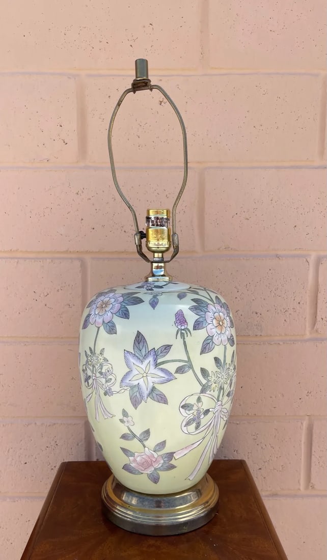 Vintage Floral Pastel Ginger Jar Table Lamp - 6