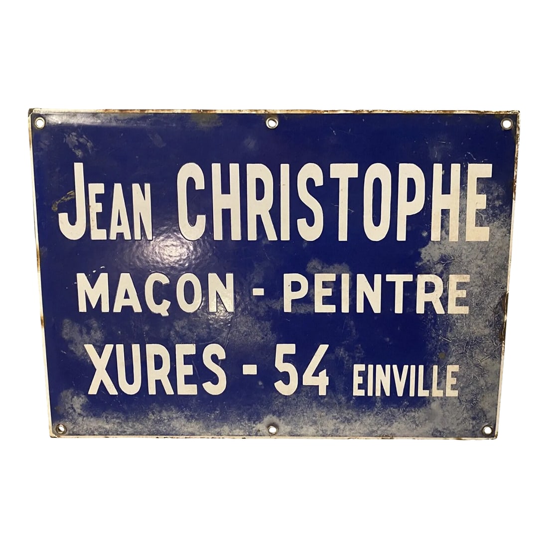 Antique French Blue Vitreous Enamel Street Sign - 13.75" X 10": Antique French Blue Vitreous Enamel Street Sign - 13.75" x 10" This authentic French street sign is crafted from heavy blue vitreous enamel and measures 13.75" x 10", weighing nearly 3 pounds. A bold