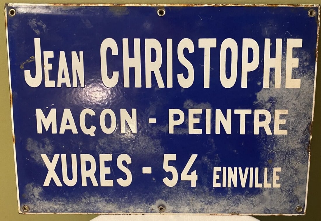 Antique French Blue Vitreous Enamel Street Sign - 13.75" X 10" - 2