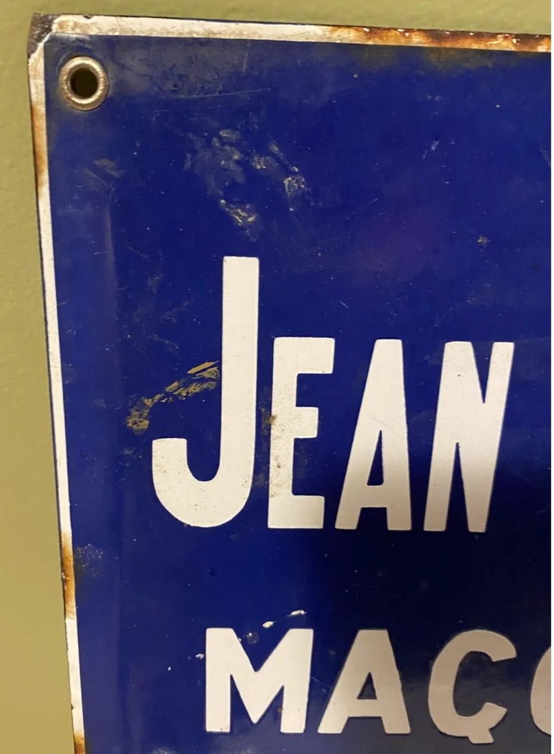 Antique French Blue Vitreous Enamel Street Sign - 13.75" X 10" - 3