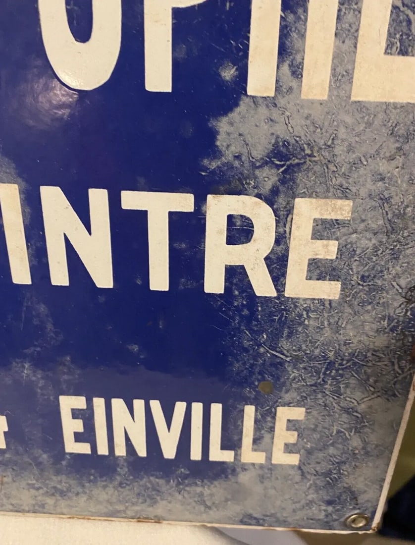 Antique French Blue Vitreous Enamel Street Sign - 13.75" X 10" - 6