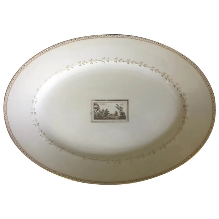 Large Richard Ginori Porcelain Oval Serving Platter in the Pittoria or Fiesole Pattern With Sepia La - 10