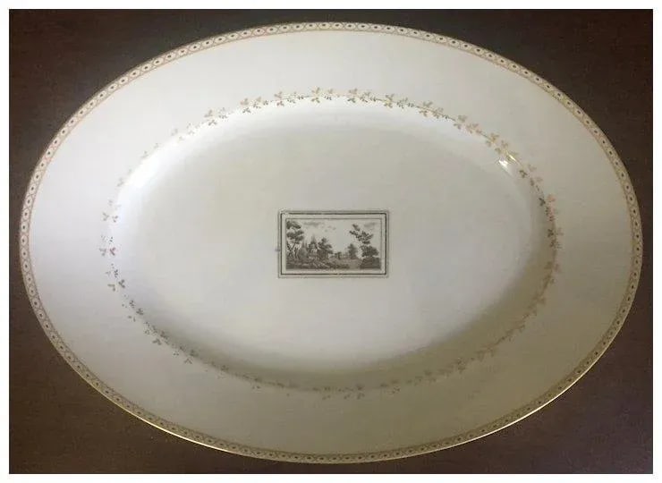 Large Richard Ginori Porcelain Oval Serving Platter in the Pittoria or Fiesole Pattern With Sepia La - 4