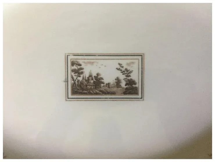 Large Richard Ginori Porcelain Oval Serving Platter in the Pittoria or Fiesole Pattern With Sepia La - 5
