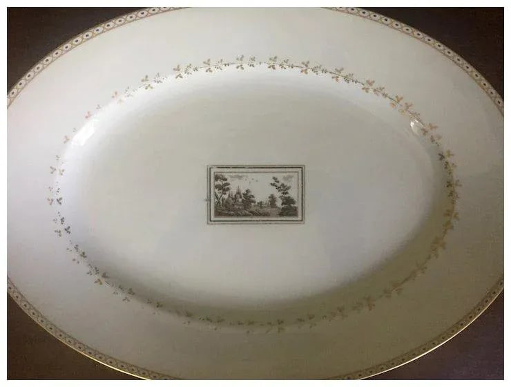 Large Richard Ginori Porcelain Oval Serving Platter in the Pittoria or Fiesole Pattern With Sepia La - 6