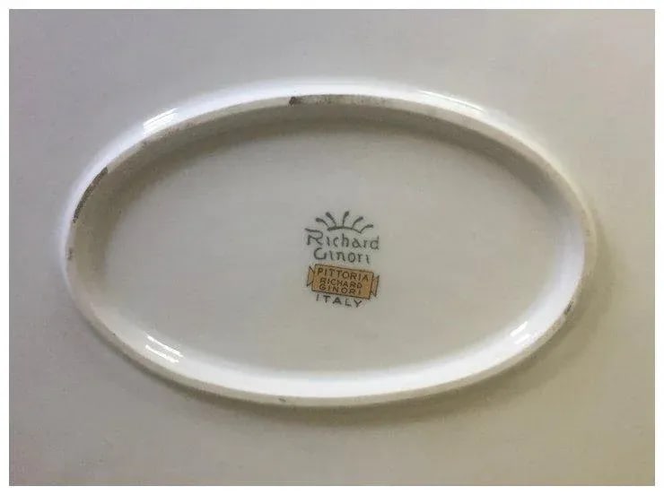 Large Richard Ginori Porcelain Oval Serving Platter in the Pittoria or Fiesole Pattern With Sepia La - 8