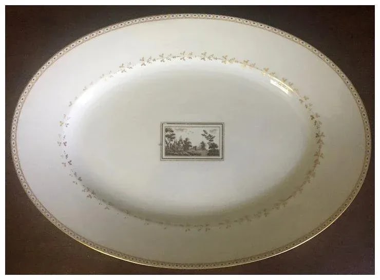 Large Richard Ginori Porcelain Oval Serving Platter in the Pittoria or Fiesole Pattern With Sepia La - 9