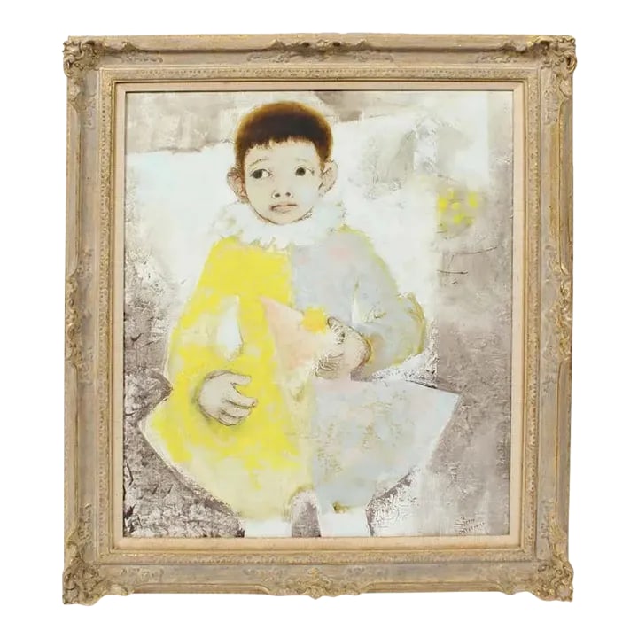 Mid-Century Modern Oil Painting on Canvas Paris School Portrait of a Young Boy Acrobat by Pierre Lav (1 of 7)