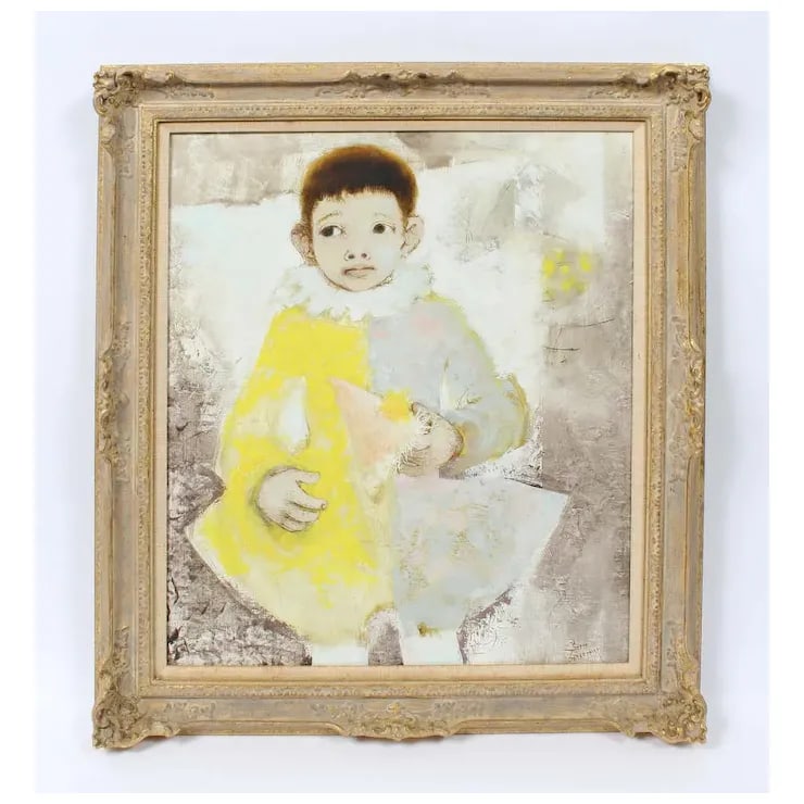 Mid-Century Modern Oil Painting on Canvas Paris School Portrait of a Young Boy Acrobat by Pierre Lav - 6