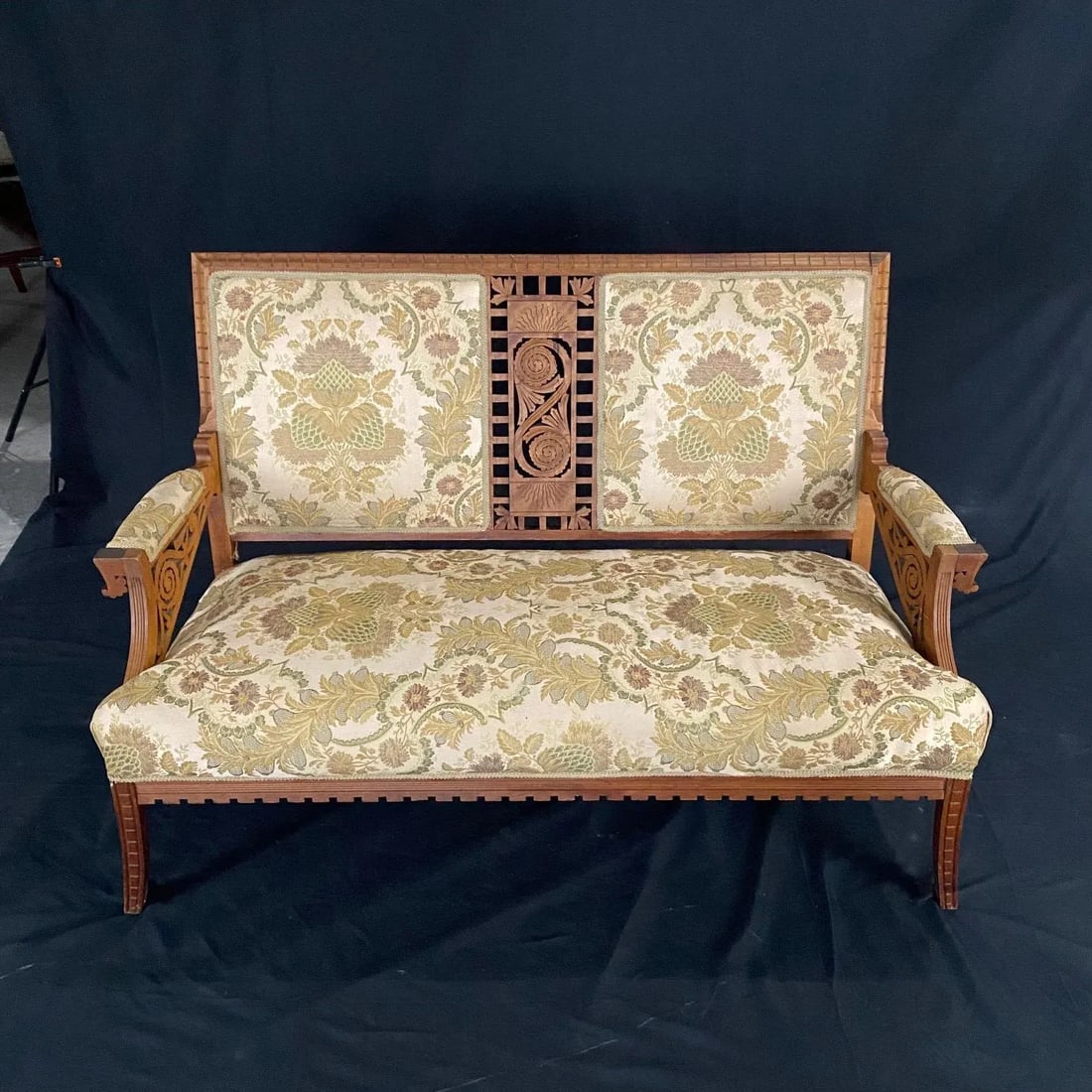 Authentic Rare Eastlake Aesthetic Movement Ornate Carved Walnut Loveseat - 13