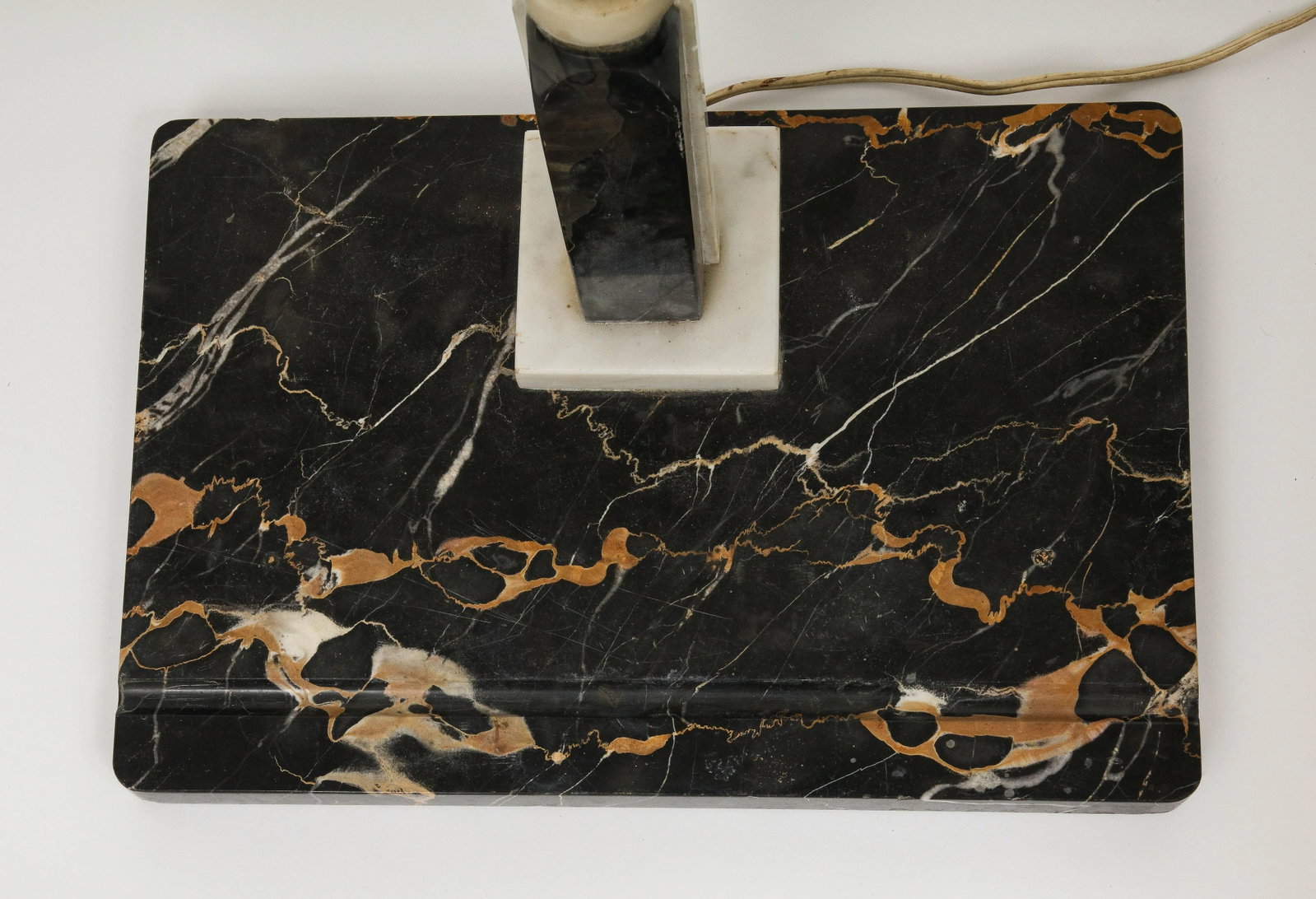 Black Marble Desk Lamp With Black String Shade - 10