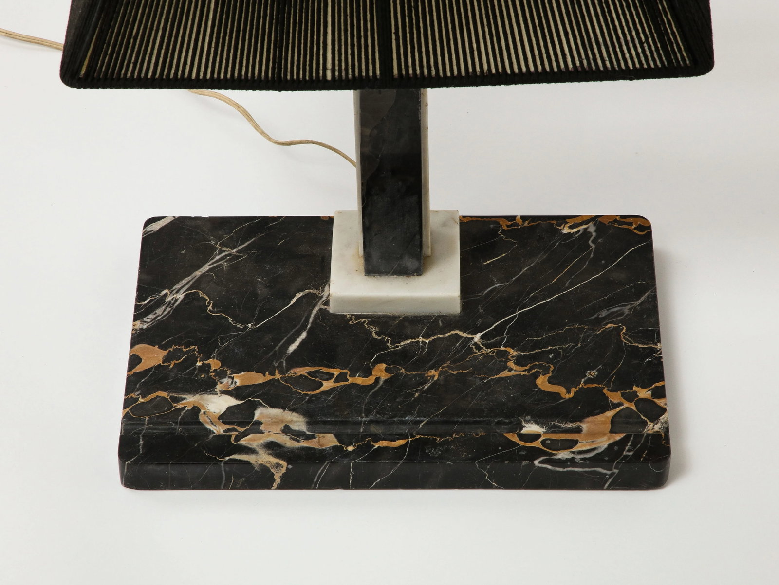 Black Marble Desk Lamp With Black String Shade - 11