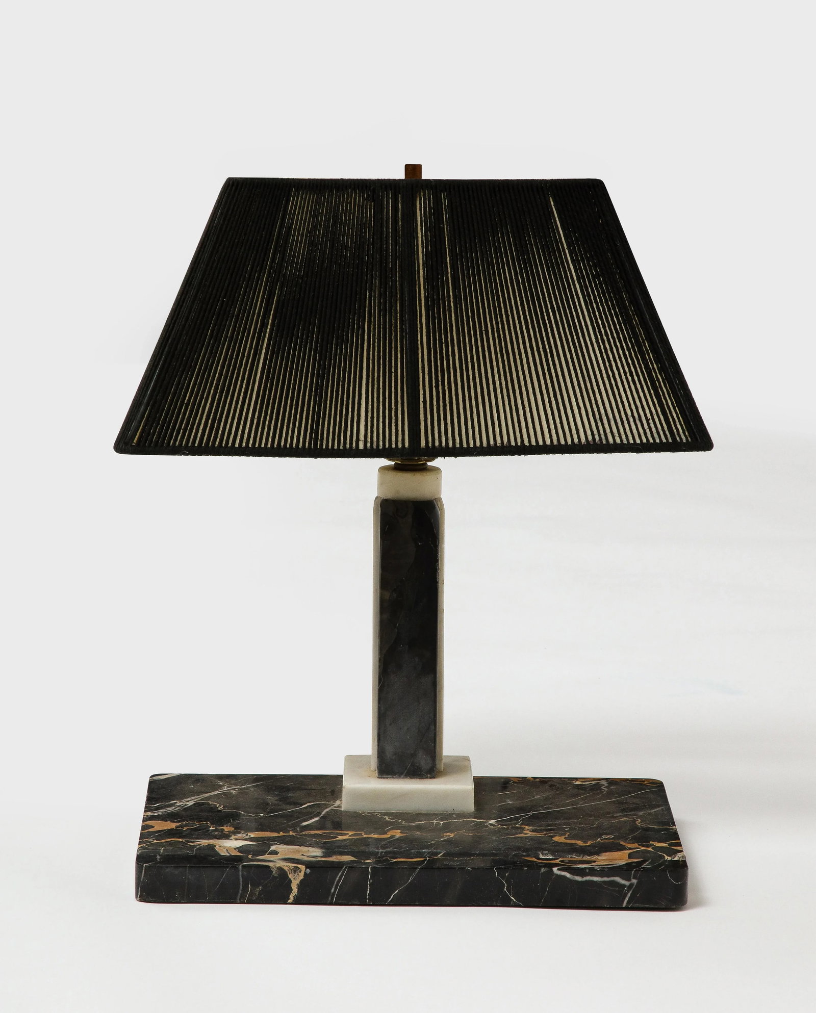 Black Marble Desk Lamp With Black String Shade - 12