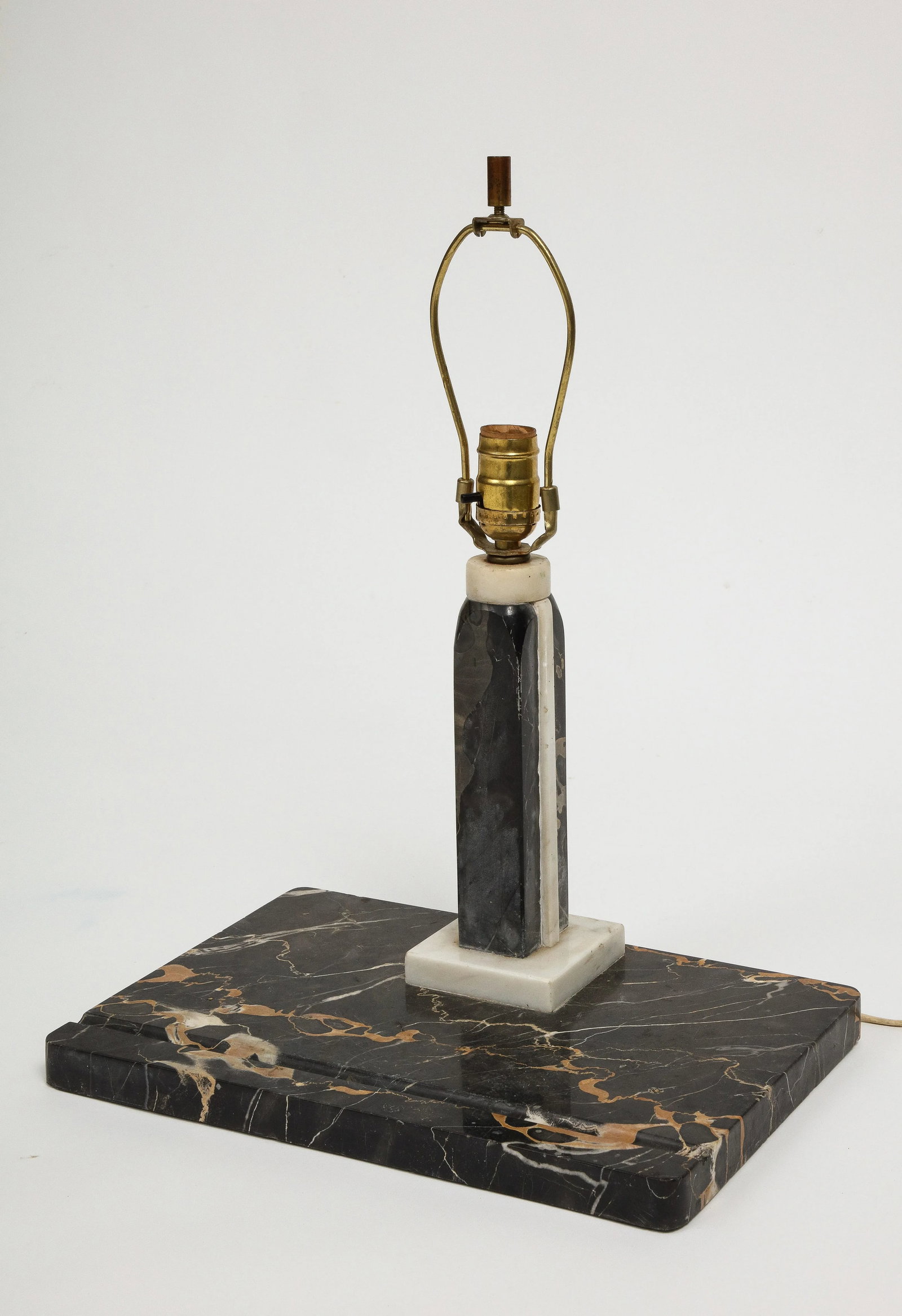 Black Marble Desk Lamp With Black String Shade - 3