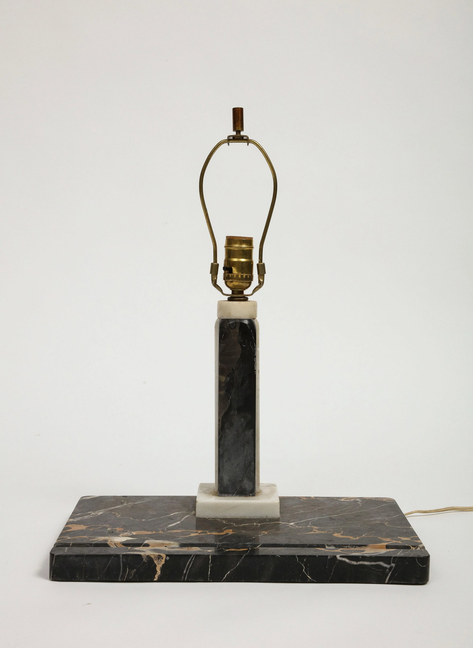 Black Marble Desk Lamp With Black String Shade - 4