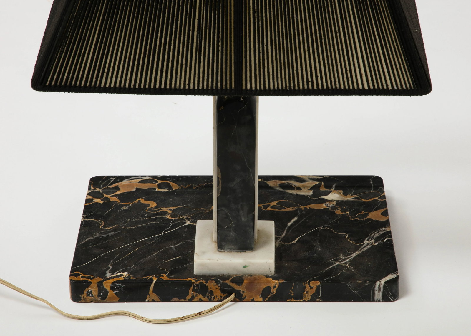 Black Marble Desk Lamp With Black String Shade - 5