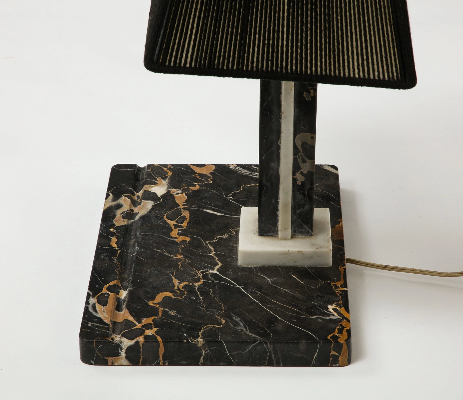 Black Marble Desk Lamp With Black String Shade - 6