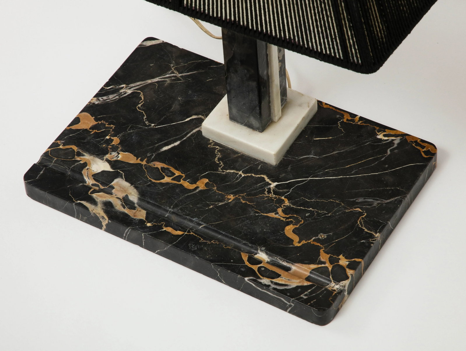 Black Marble Desk Lamp With Black String Shade - 8