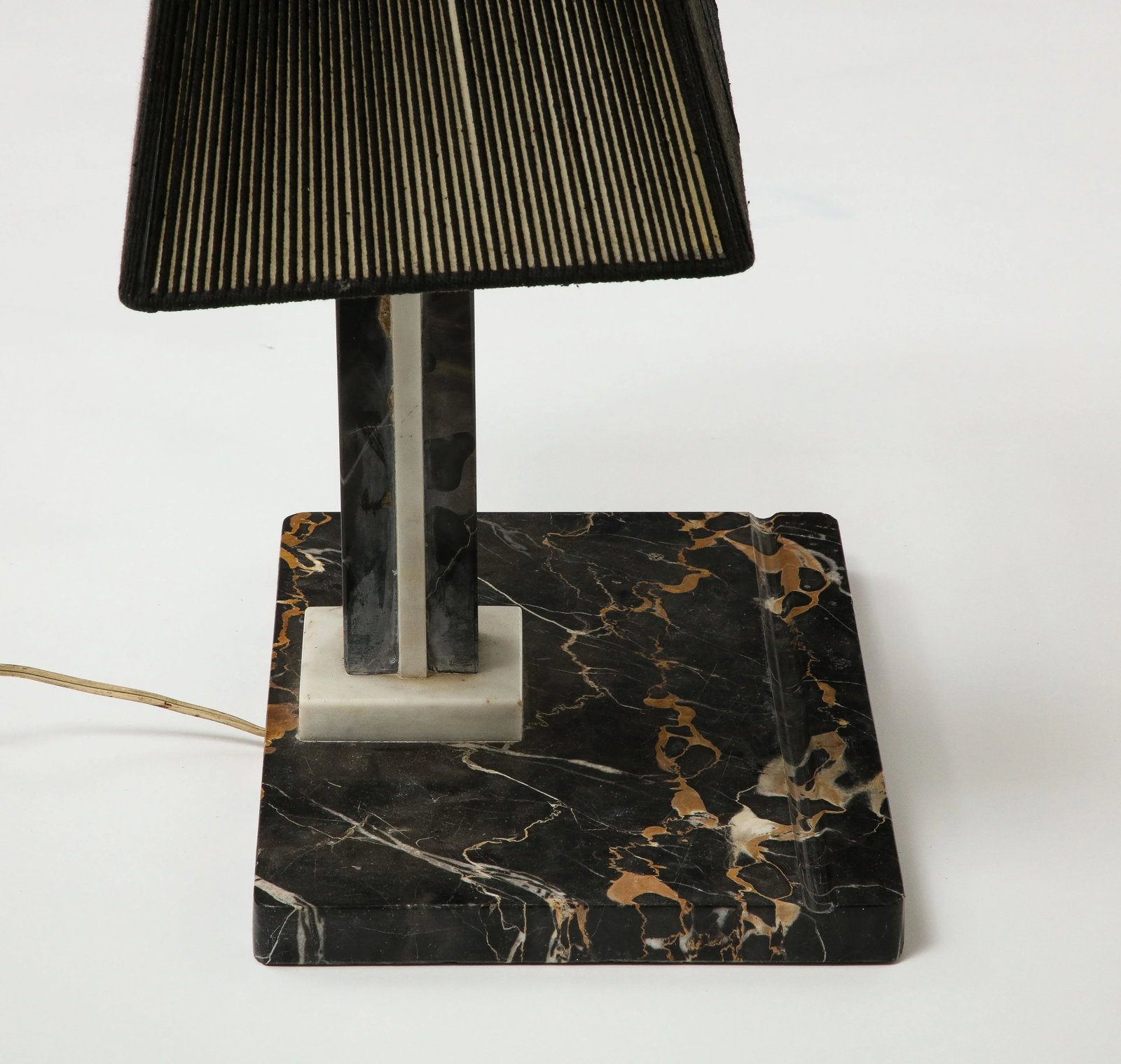 Black Marble Desk Lamp With Black String Shade - 9