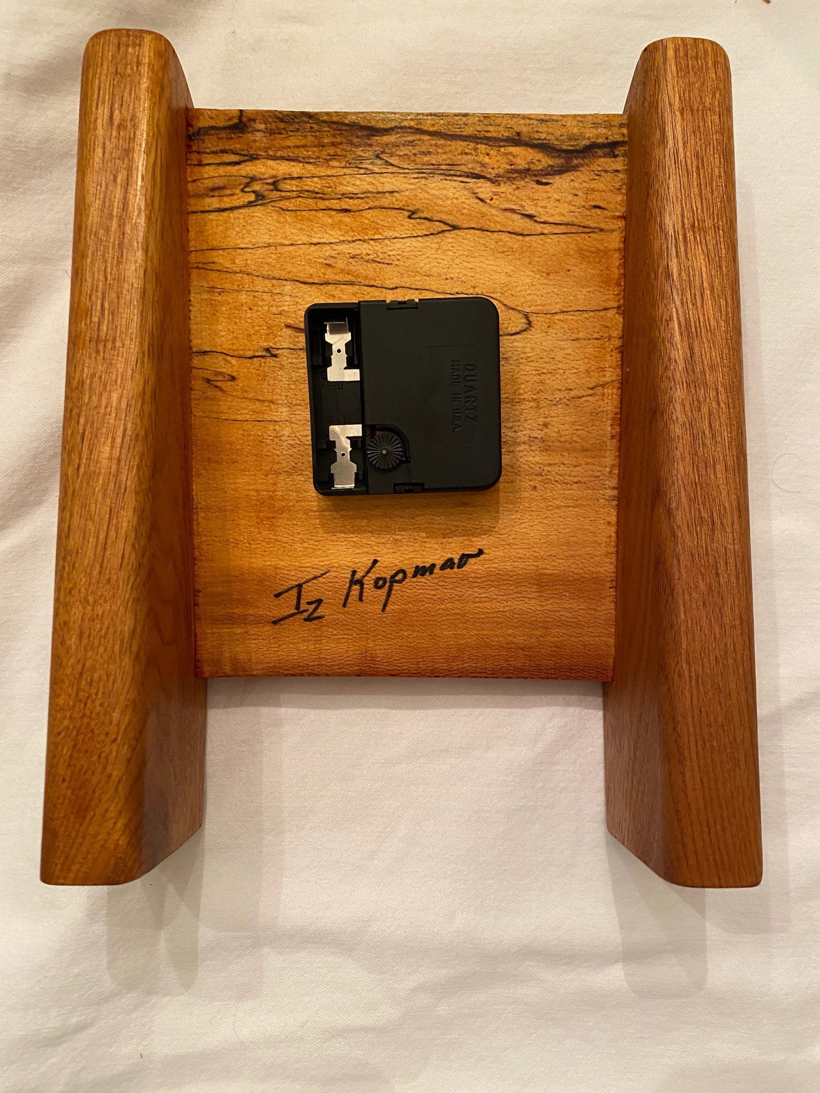 1970s Signed Modern Teak Walnut Desk Clock - 2
