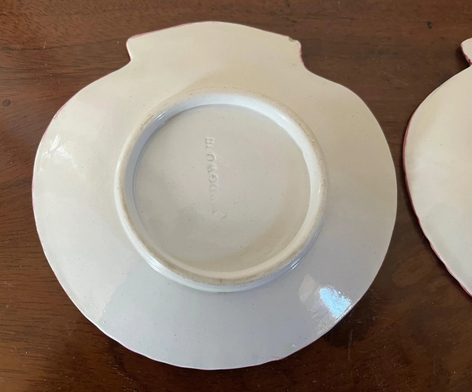 Antique 19th Century Small Wedgwood Pink Pearlware Scallop Sea Shell Dishes or Plates - a Pair - 7