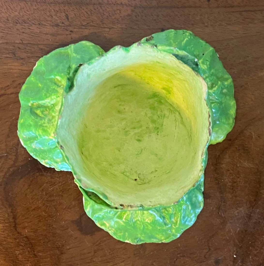 Antique 19th Century Italian Crown M Naples Napoli Lettuceware Cabbage Leaf Bowl - 2