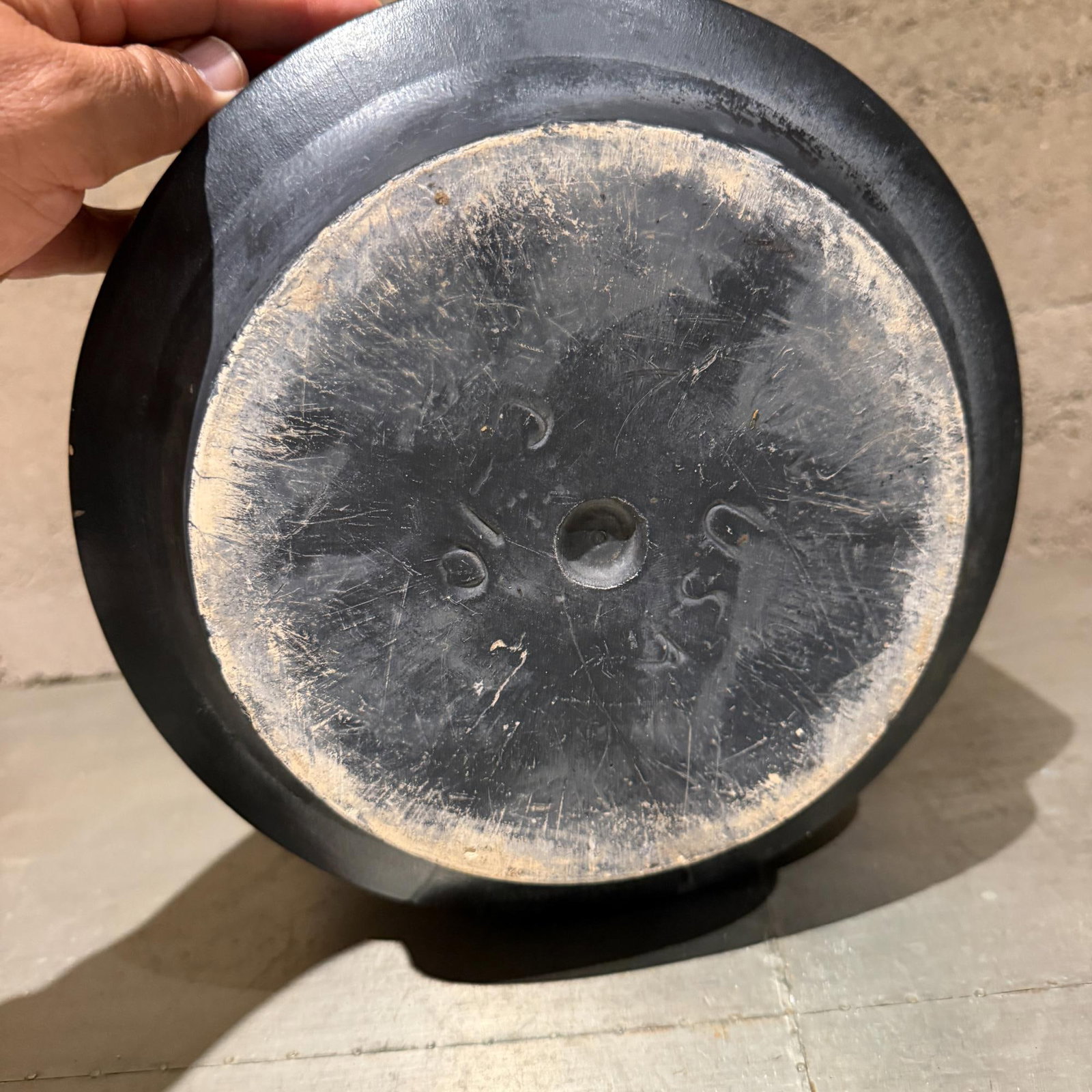 Mid-Century Modern Black Planter by Gainey Pottery, 9.75\" Diameter" - 13