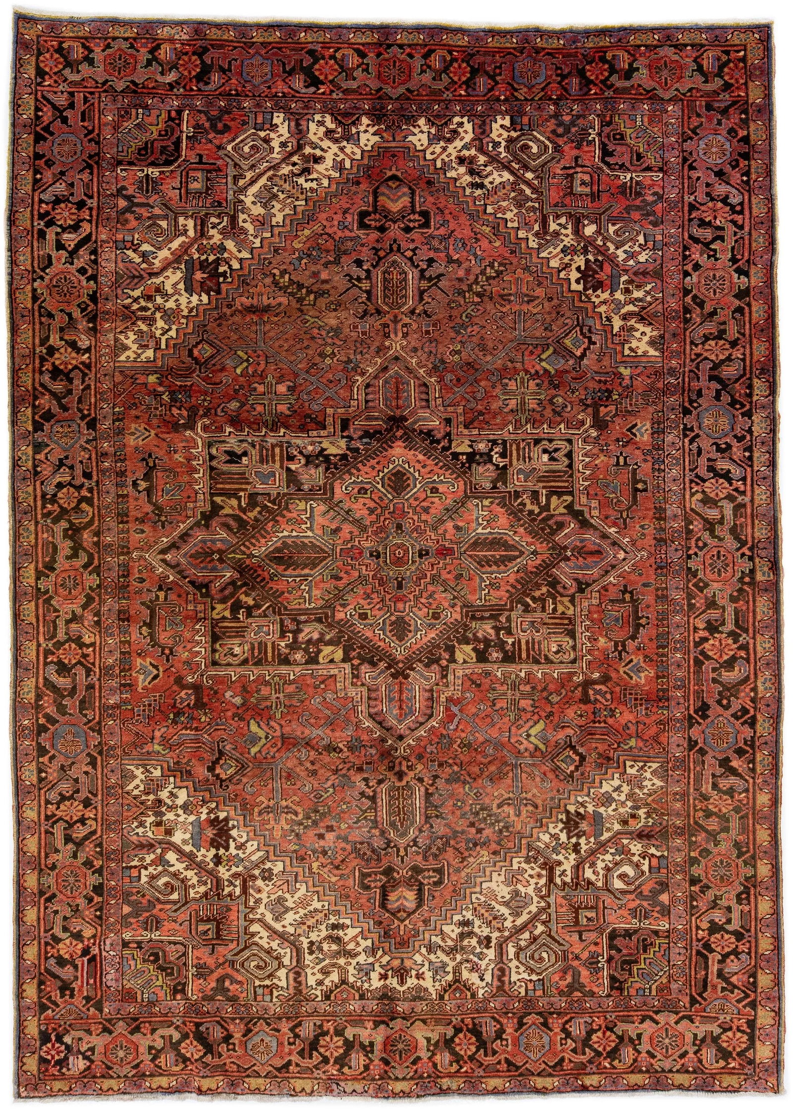 1960s Vintage Red Heriz Handmade Wool Rug With Medallion Motif - 7
