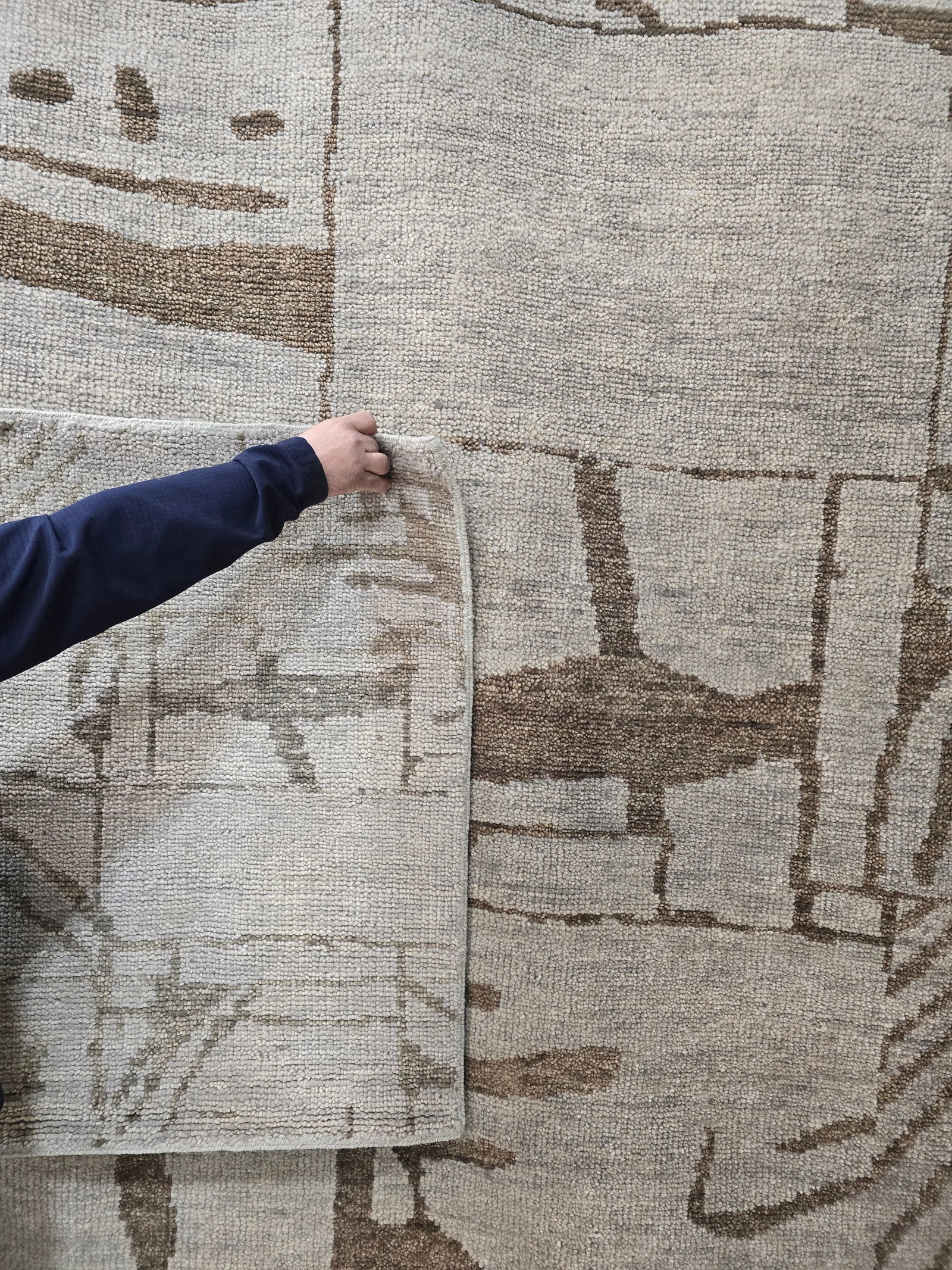 Contemporary Texture Handmade Designed Tan Wool Rug - 4