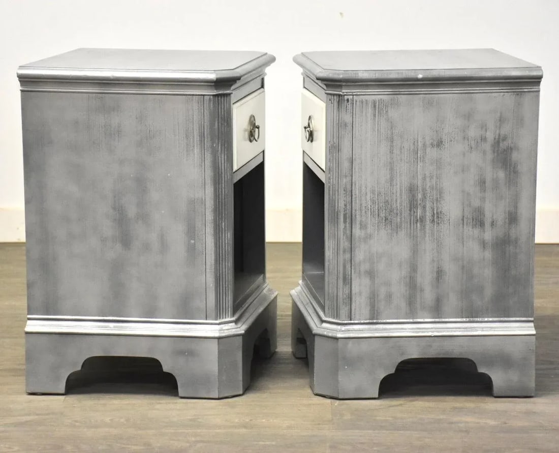 Grey and White Nightstands - a Pair - 3