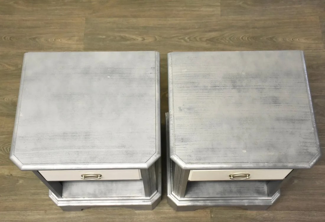Grey and White Nightstands - a Pair - 4