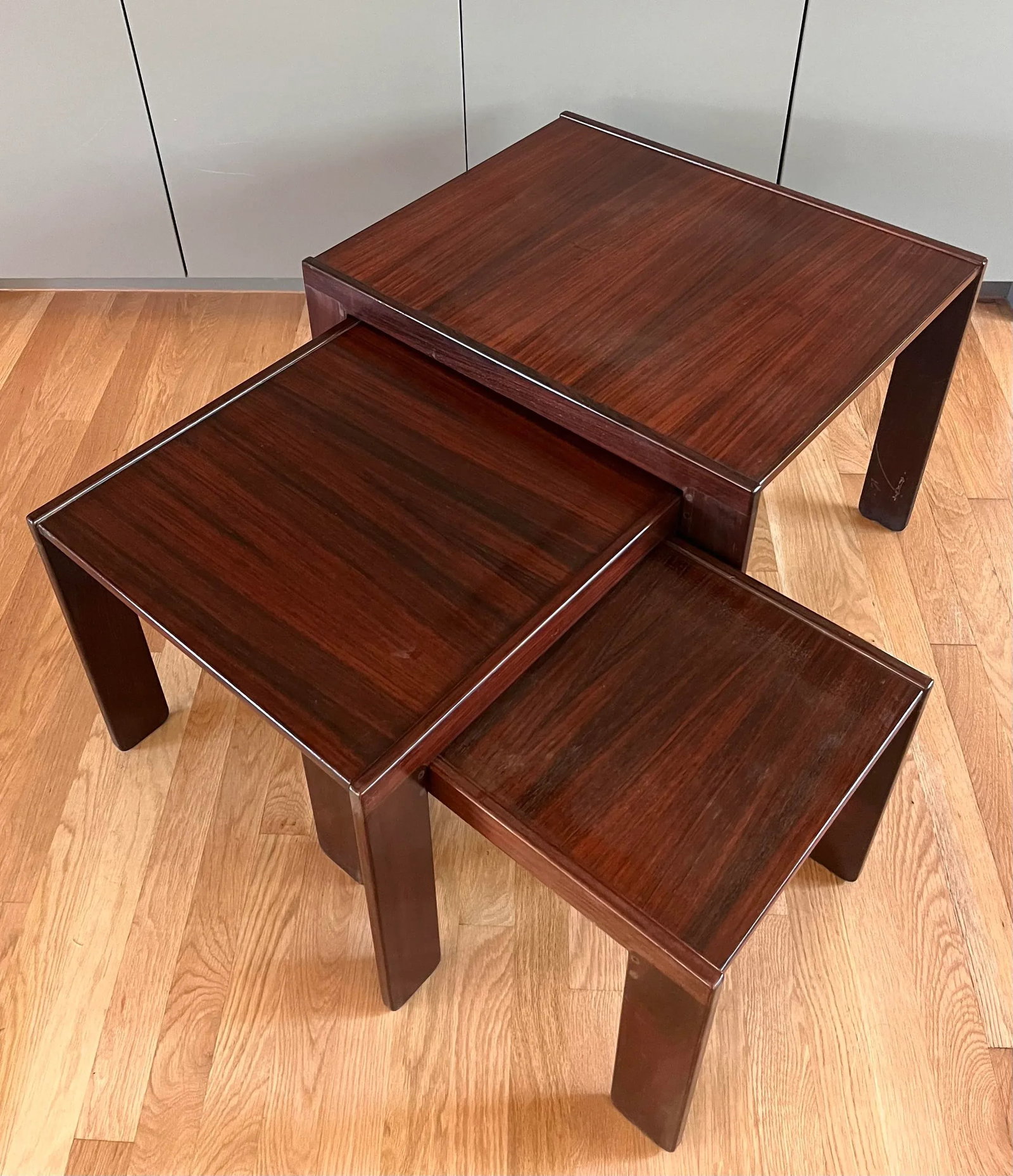 1960s Rosewood Nesting Side Tables by Afra & Tobia Scarpa for Cassina - Set of 3 - 2
