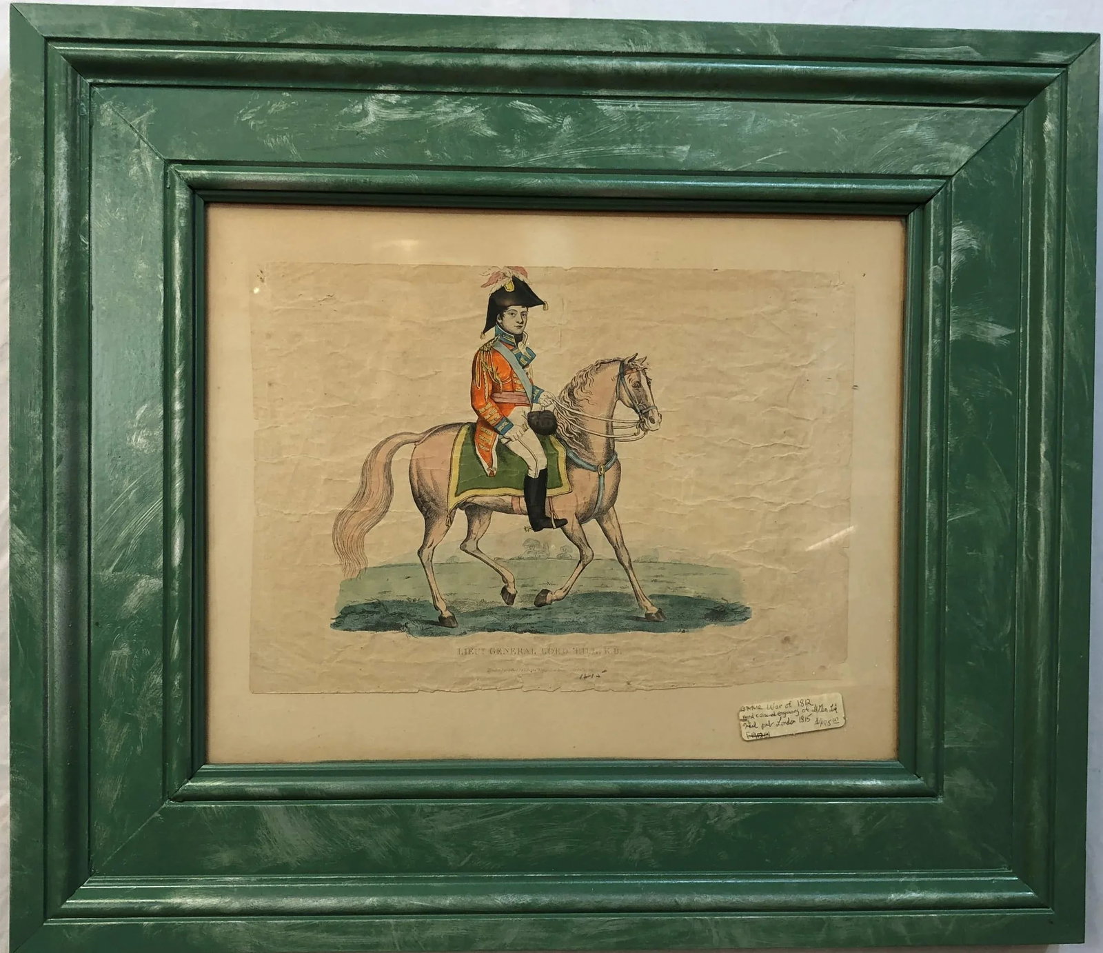 General Hand Colored Engraving of the War of 1812 Dated 1815 Info on the Bott, Framed - 3