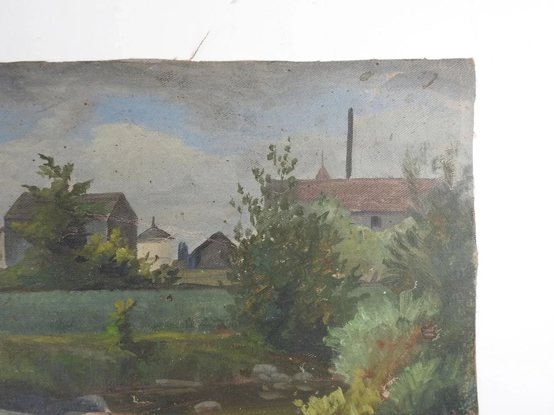 Vintage Early 20th Century European Farm Landscape Painting - 3
