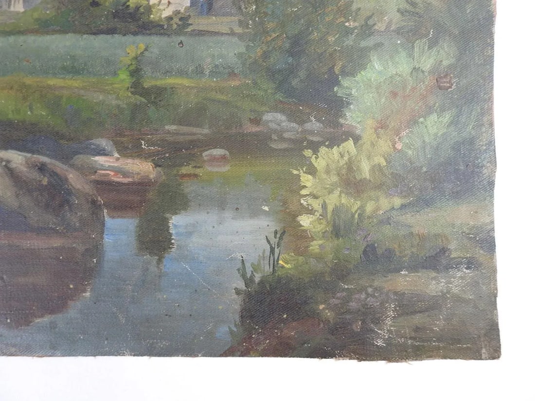 Vintage Early 20th Century European Farm Landscape Painting - 4