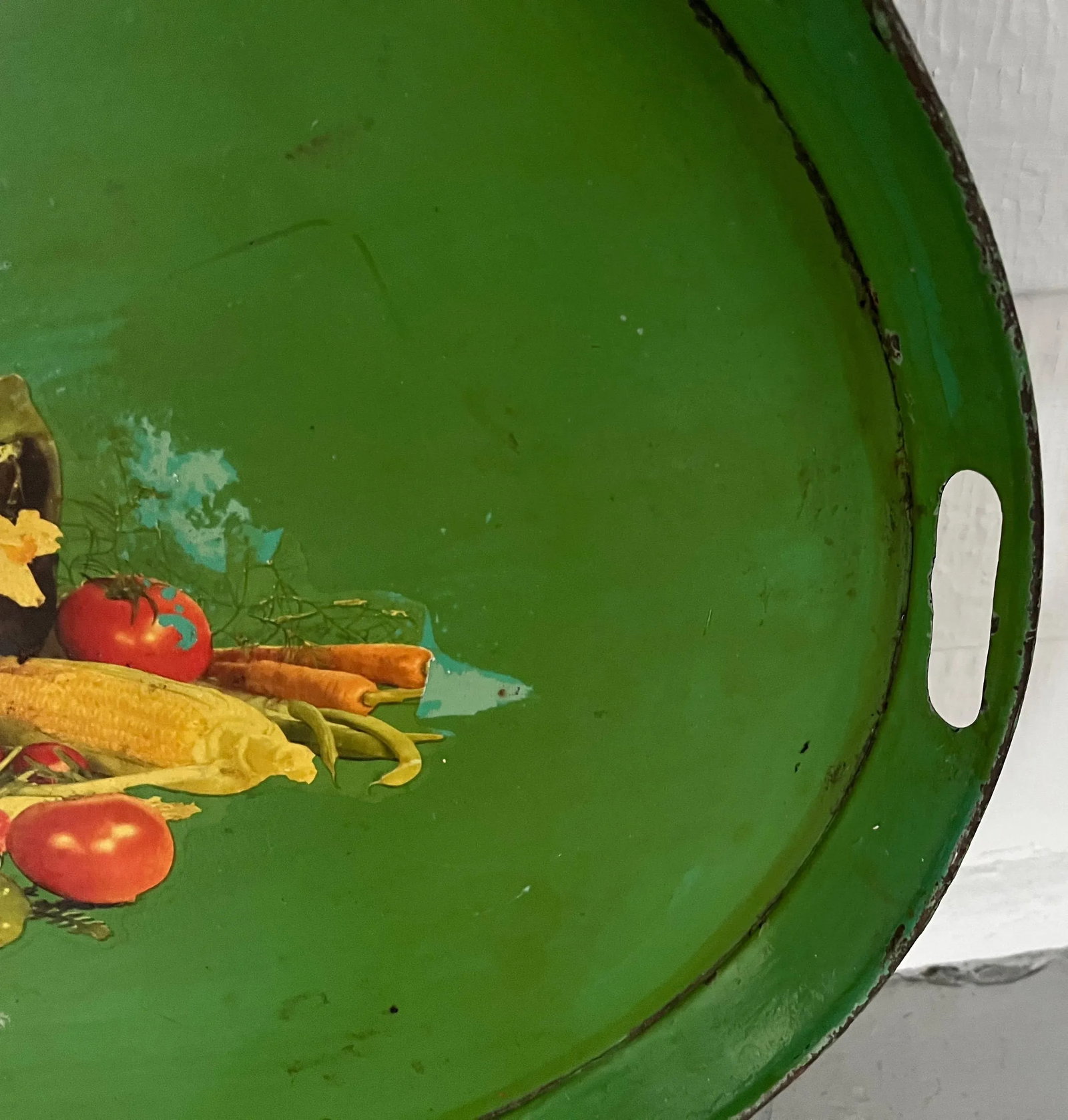 Antique 19th Century French Tole Serving Tray With Mid-Century Decal - 7