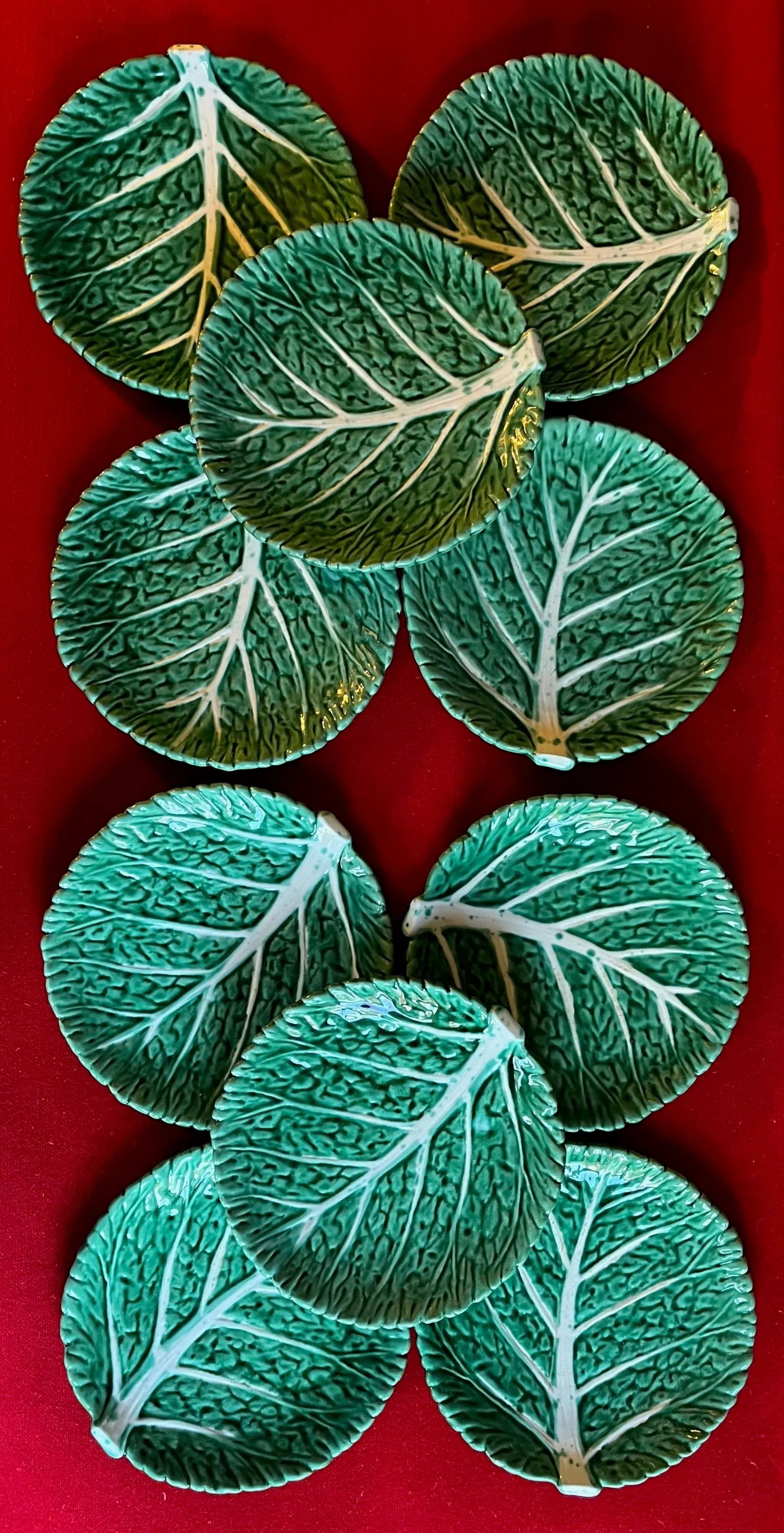 Vintage Cabbage or Lettuce Leaf Pottery Serving Plates Lettuceware - Set of 10 - 3