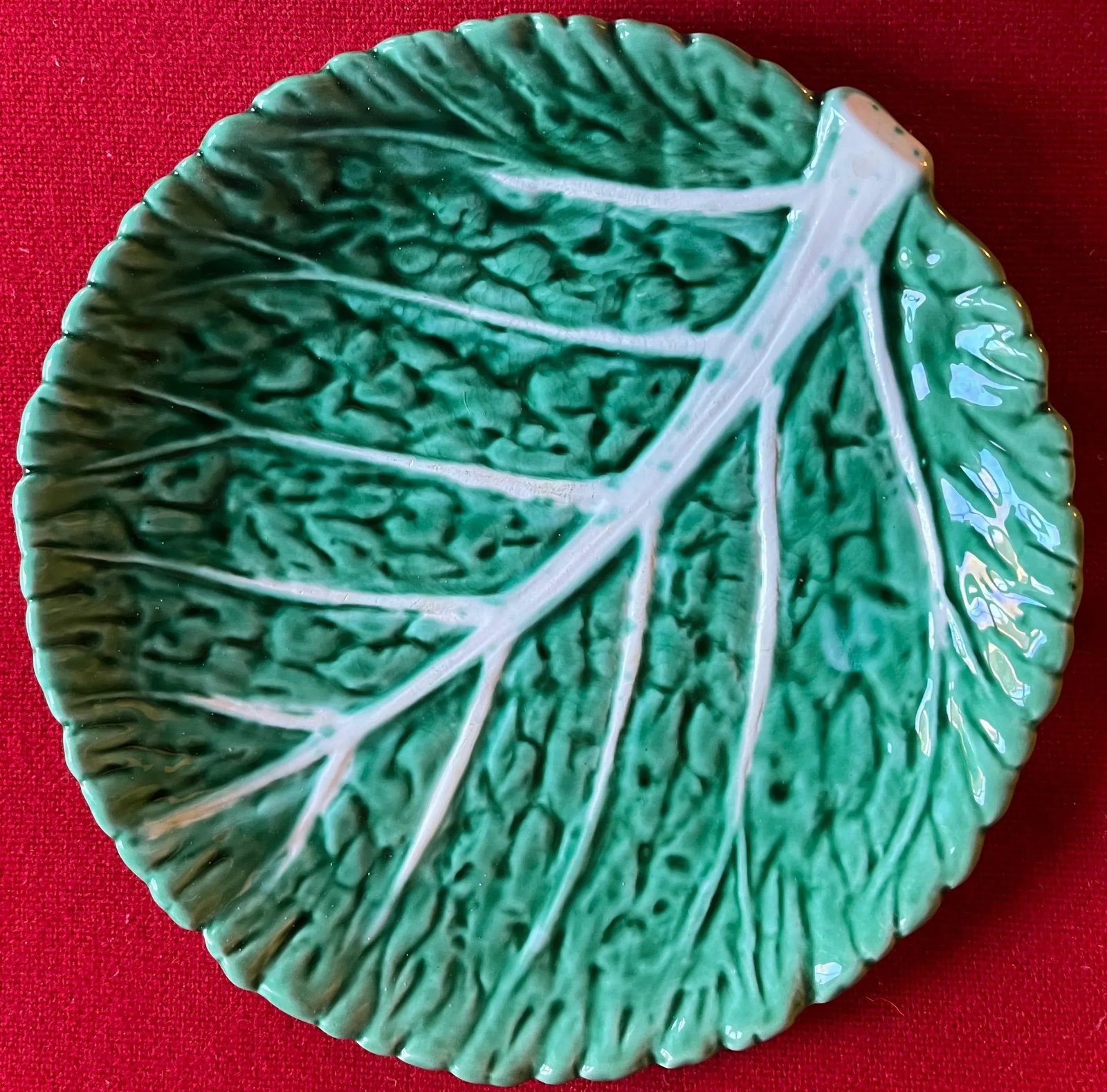 Vintage Cabbage or Lettuce Leaf Pottery Serving Plates Lettuceware - Set of 10 - 4
