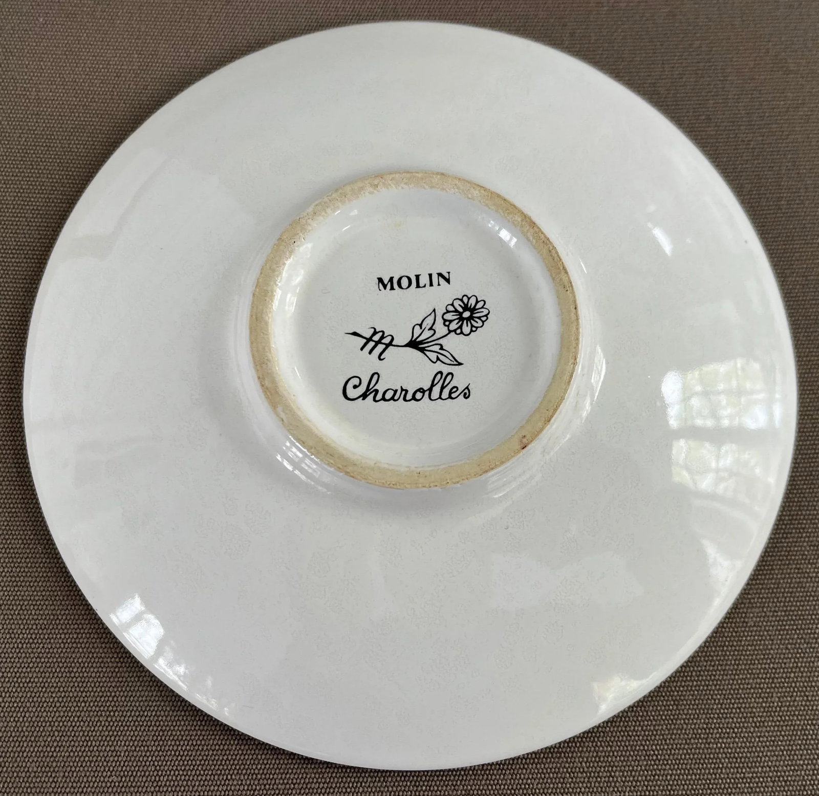 Mid-Century Modern French Pottery Basketweave Faux Wicker Side Plates or Small Low Bowls Molin Charo - 7