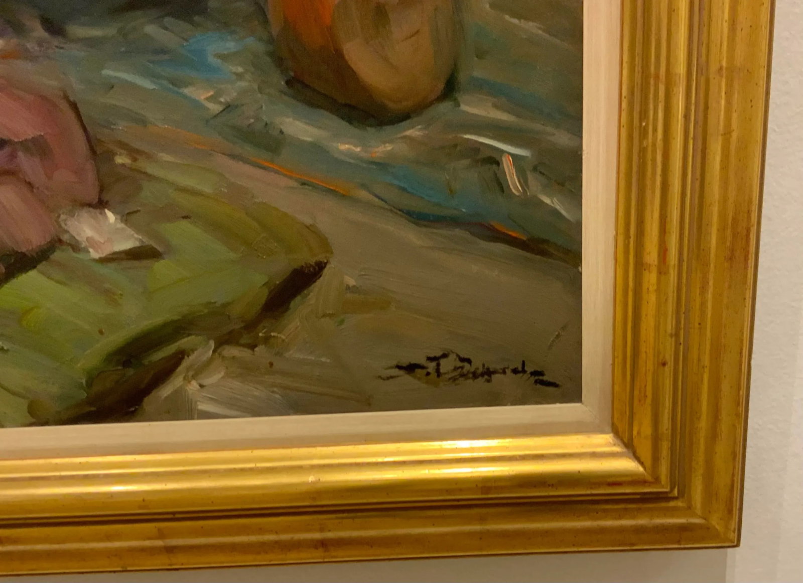 Vintage Female Figure in Though Signed Oil on Canvas Painting - 3